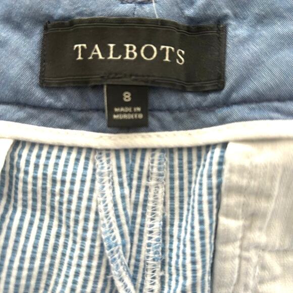 Talbots Seersucker Striped Shorts 8 Blue White Coastal Preppy Resort Classic - Picture 3 of 7